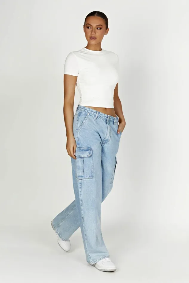 Meshki Basic Tops Jeanie Longline TShirt 8211 White White 8211 Women