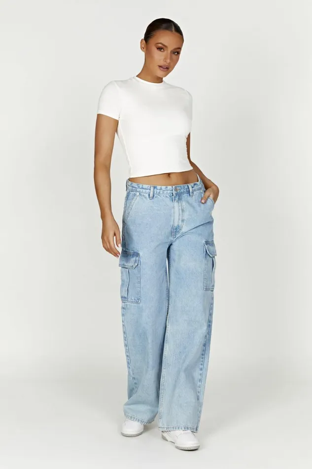 Meshki Basic Tops Jeanie Longline TShirt 8211 White White 8211 Women