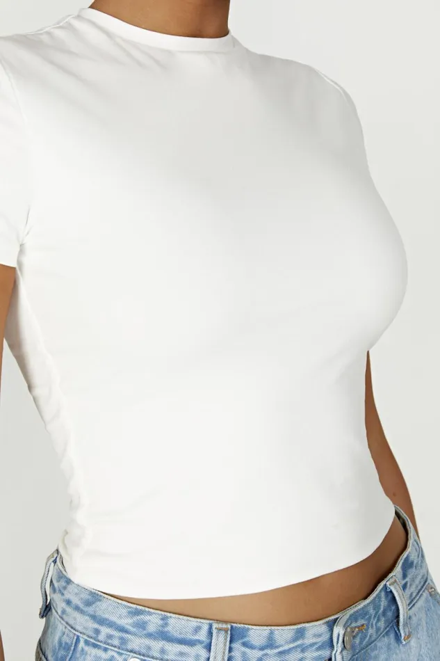 Meshki Basic Tops Jeanie Longline TShirt 8211 White White 8211 Women