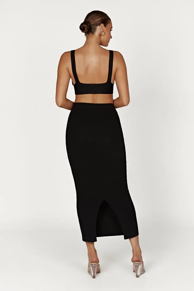 Meshki Basic Tops Kaesha Twist Front Knit Top 8211 Black Black 8211 Women