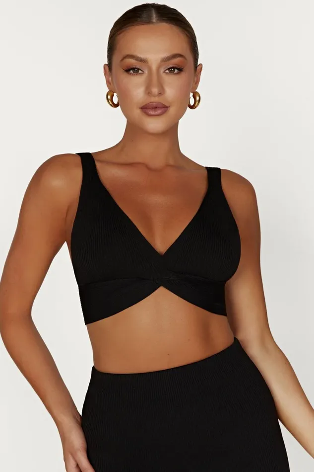 Meshki Basic Tops Kaesha Twist Front Knit Top 8211 Black Black 8211 Women