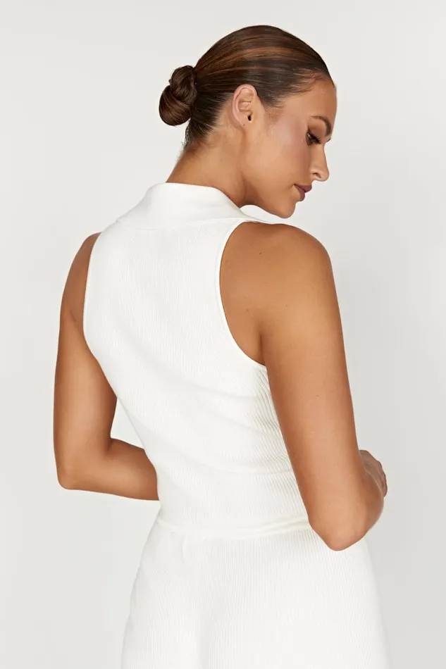 Meshki Basic Tops Viola Collared Knit Tank Top 8211 White White 8211 Women