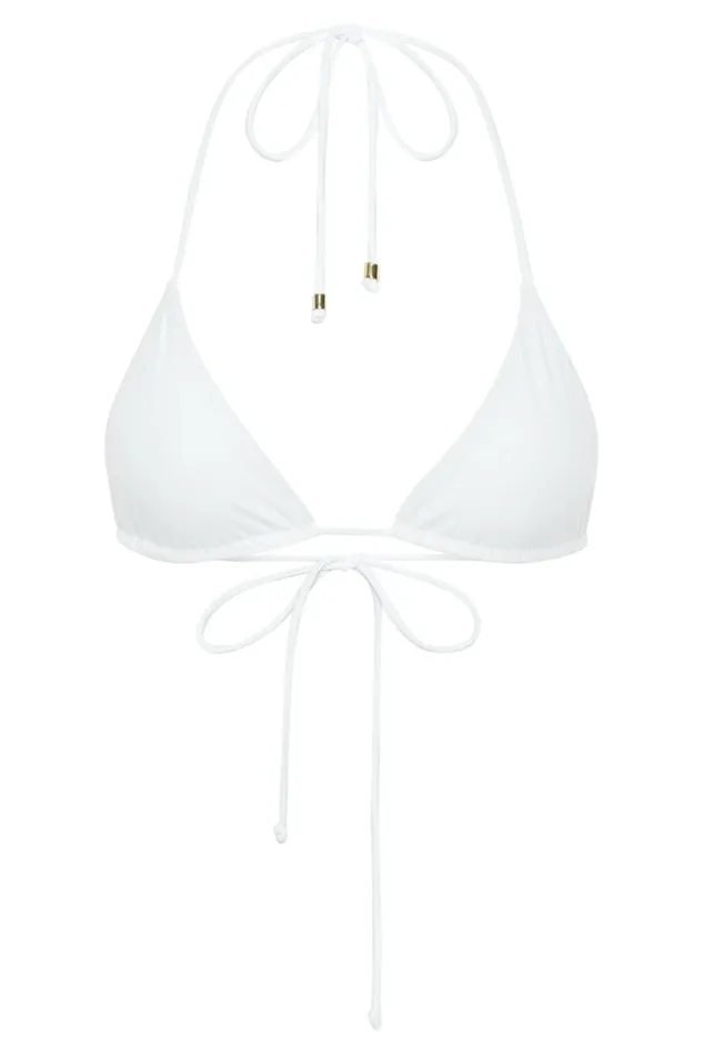 Meshki Bikini Tops Kalli Recycled Nylon Triangle Tie Up Bikini Top 8211 White White 8211 Women