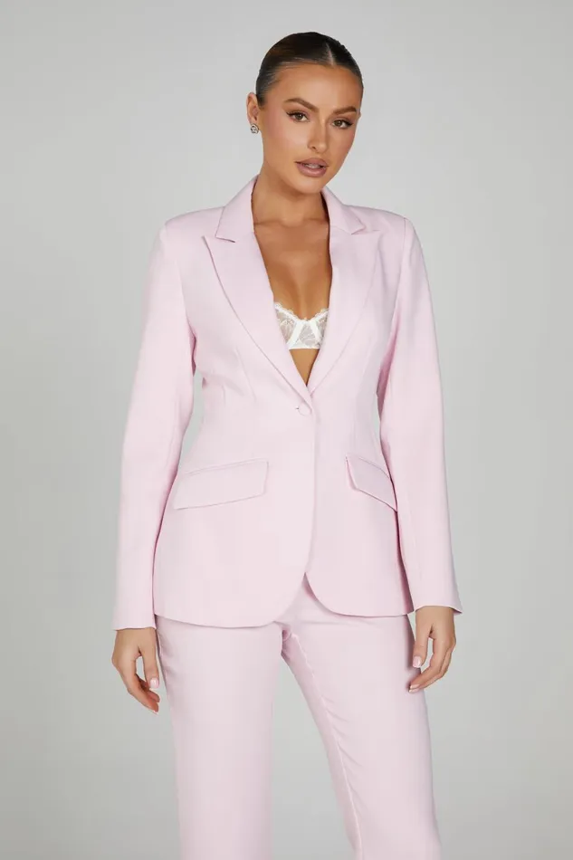 Meshki Blazers Helda Fitted Cinched Waist Blazer 8211 Blush Pink Blushpink 8211 Women