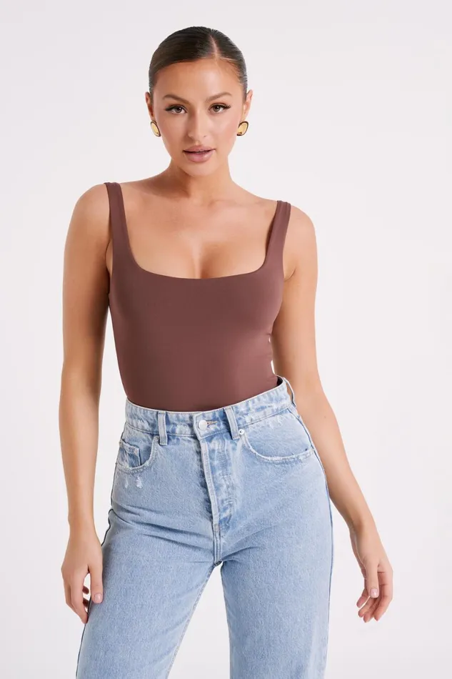 Meshki Bodysuits Charlie Scoop Neck Bodysuit 8211 Mocha Mocha 8211 Women