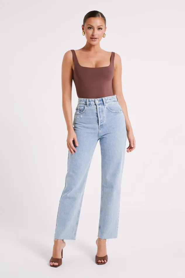 Meshki Bodysuits Charlie Scoop Neck Bodysuit 8211 Mocha Mocha 8211 Women
