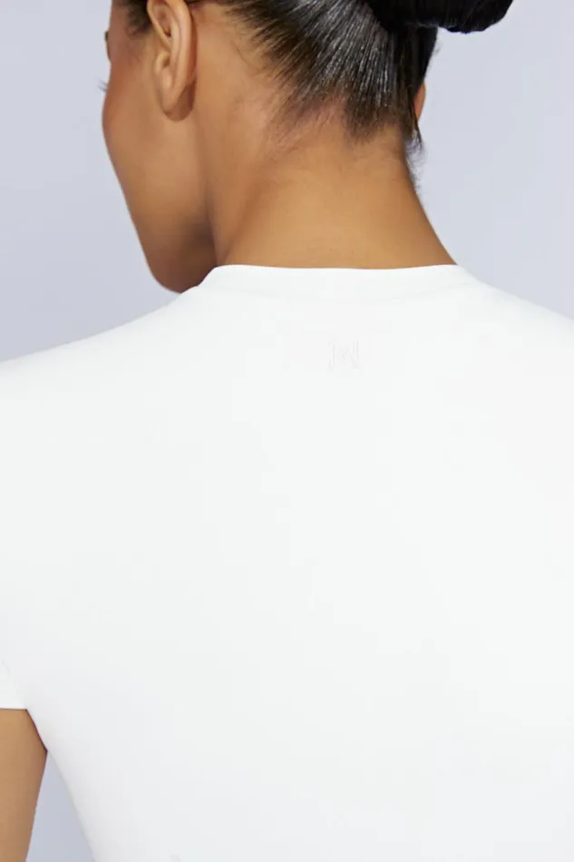 Meshki Bodysuits Francesca Crew Neck Short Sleeve Bodysuit 8211 White White 8211 Women