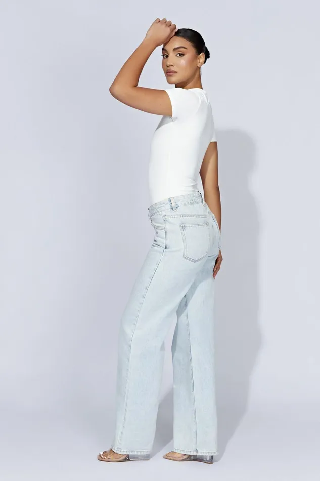 Meshki Bodysuits Francesca Crew Neck Short Sleeve Bodysuit 8211 White White 8211 Women