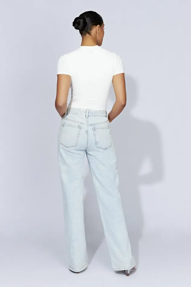 Meshki Bodysuits Francesca Crew Neck Short Sleeve Bodysuit 8211 White White 8211 Women