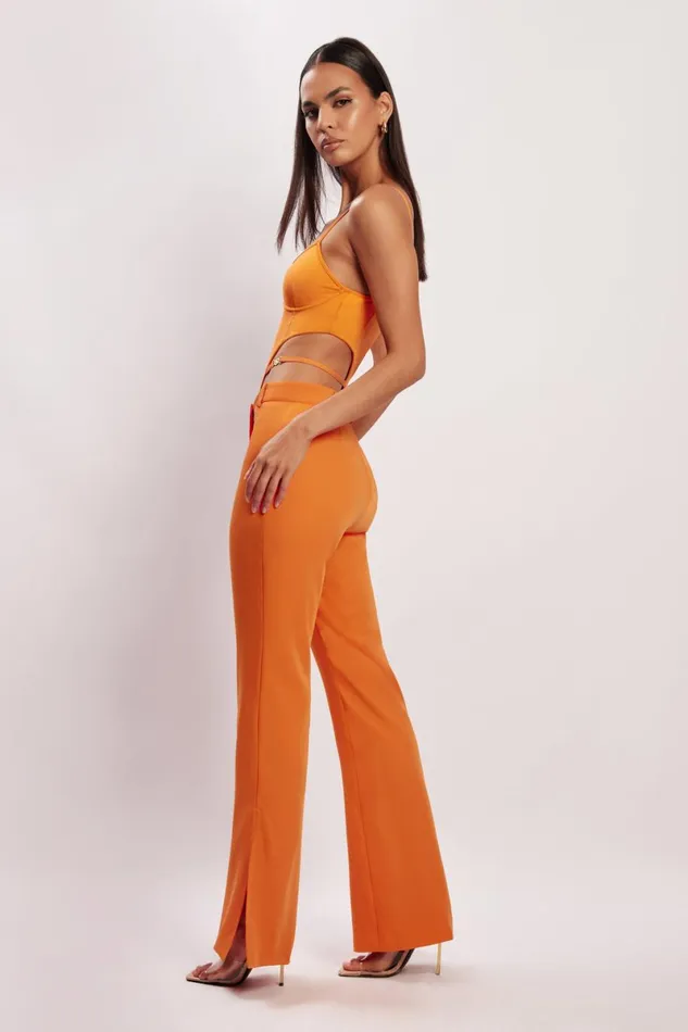 Meshki Bodysuits Steph Cut Out Bodysuit With Hardware 8211 Tangerine Tangerine 8211 Women Meshki Bodysuits Steph Cut Out Bodysuit With Hardware 8211 Tangerine Tangerine 8211 Women