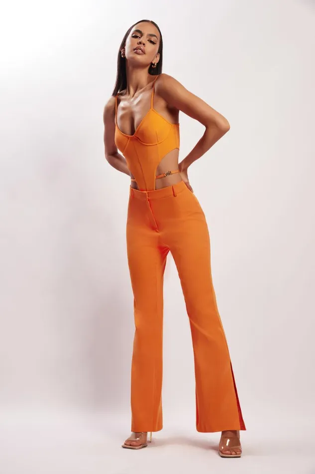 Meshki Bodysuits Steph Cut Out Bodysuit With Hardware 8211 Tangerine Tangerine 8211 Women Meshki Bodysuits Steph Cut Out Bodysuit With Hardware 8211 Tangerine Tangerine 8211 Women