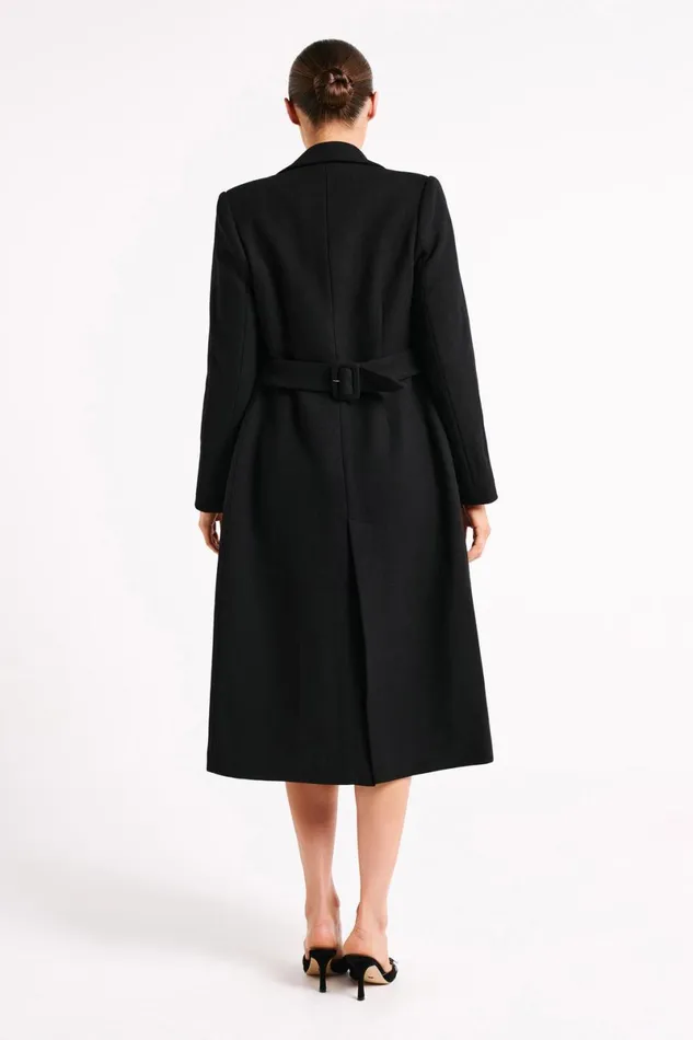 Meshki Coats and Jackets Adelaide Cinched Wool Coat 8211 Black Black 8211 Women