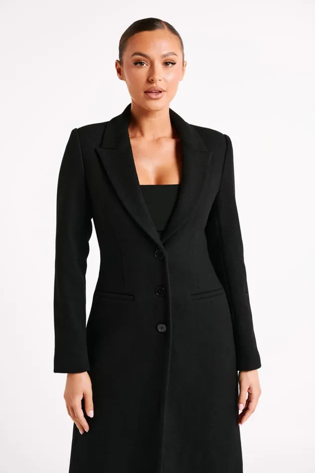 Meshki Coats and Jackets Adelaide Cinched Wool Coat 8211 Black Black 8211 Women
