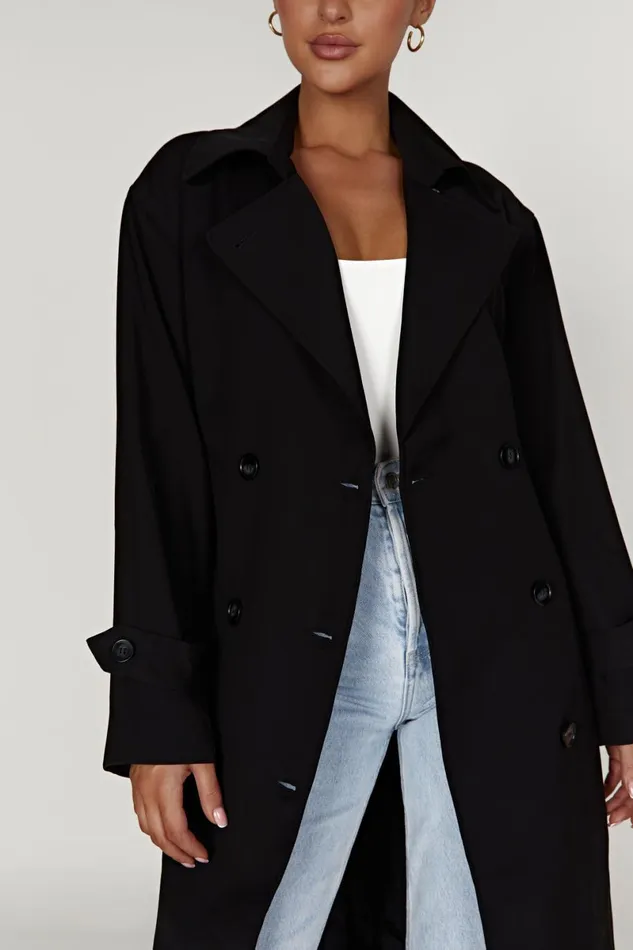 Meshki Coats and Jackets Keily Super Oversized Trench Coat 8211 Black Black 8211 Women