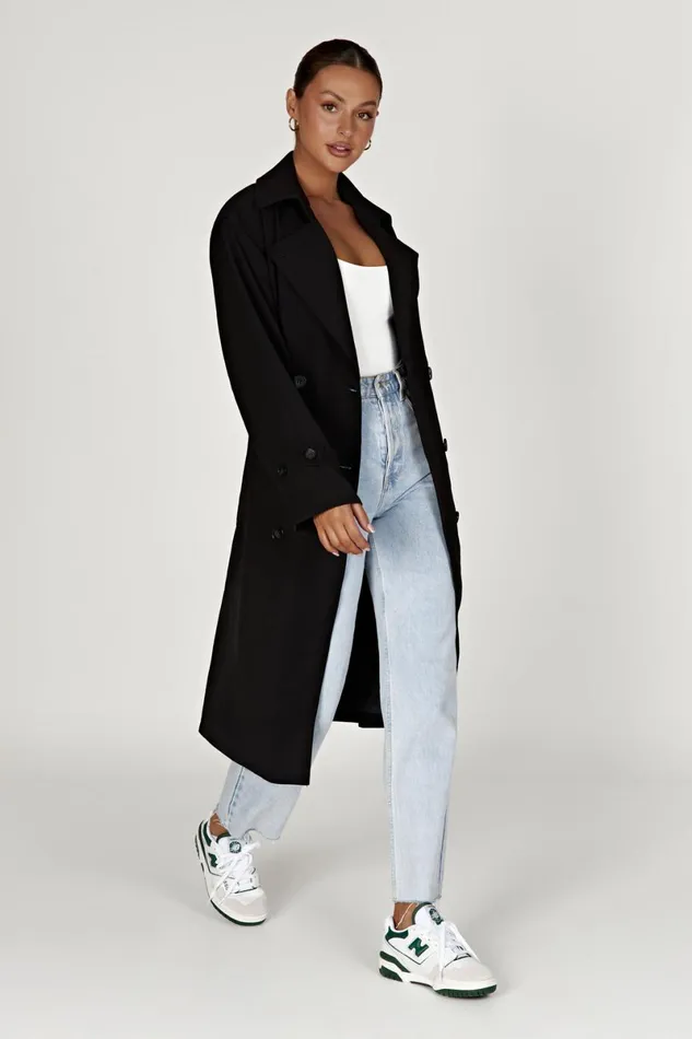 Meshki Coats and Jackets Keily Super Oversized Trench Coat 8211 Black Black 8211 Women