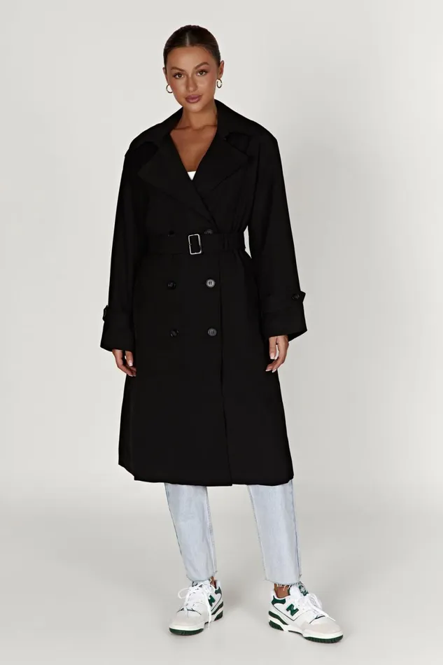Meshki Coats and Jackets Keily Super Oversized Trench Coat 8211 Black Black 8211 Women