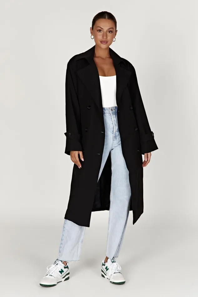 Meshki Coats and Jackets Keily Super Oversized Trench Coat 8211 Black Black 8211 Women