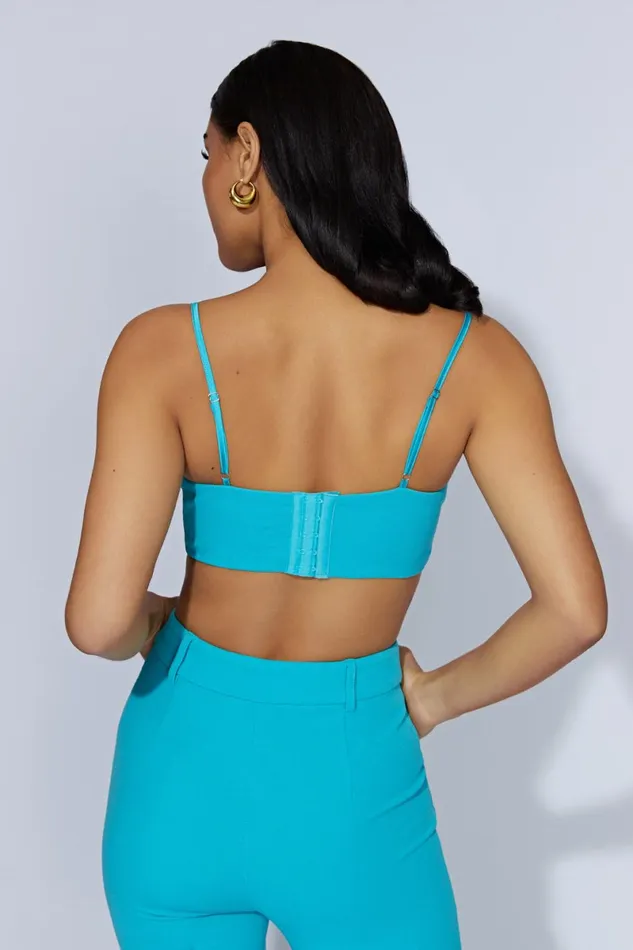 Meshki Crop Tops Fiorella Crepe Bustier Top 8211 Aquamarine Aquamarine 8211 Women Meshki Crop Tops Fiorella Crepe Bustier Top 8211 Aquamarine Aquamarine 8211 Women