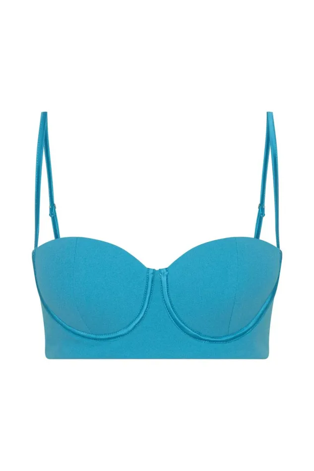 Meshki Crop Tops Fiorella Crepe Bustier Top 8211 Aquamarine Aquamarine 8211 Women Meshki Crop Tops Fiorella Crepe Bustier Top 8211 Aquamarine Aquamarine 8211 Women