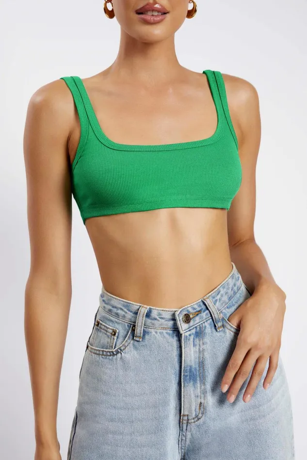 Meshki Crop Tops Jackie Scoop Neck Crop Top 8211 Bright Green Bright Green 8211 Women Meshki Crop Tops Jackie Scoop Neck Crop Top 8211 Bright Green Bright Green 8211 Women