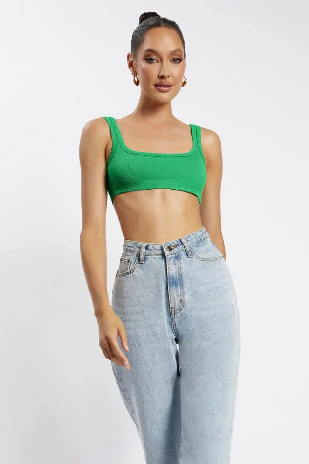 Meshki Crop Tops Jackie Scoop Neck Crop Top 8211 Bright Green Bright Green 8211 Women Meshki Crop Tops Jackie Scoop Neck Crop Top 8211 Bright Green Bright Green 8211 Women
