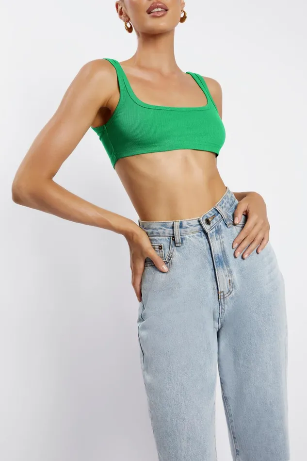 Meshki Crop Tops Jackie Scoop Neck Crop Top 8211 Bright Green Bright Green 8211 Women Meshki Crop Tops Jackie Scoop Neck Crop Top 8211 Bright Green Bright Green 8211 Women