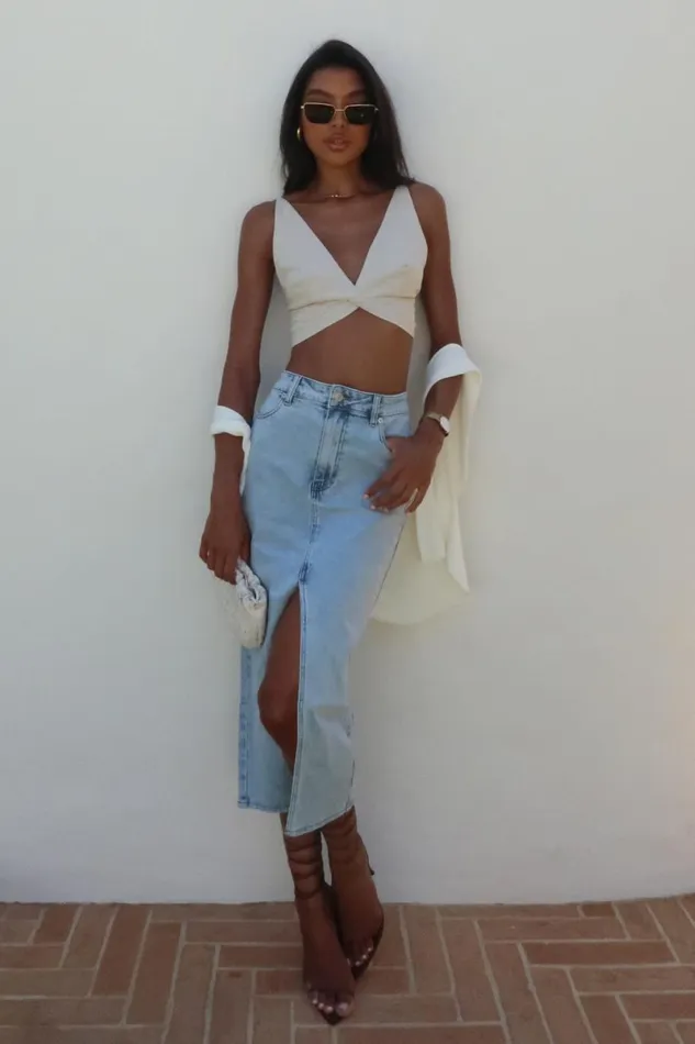 Meshki Crop Tops Kaesha Twist Linen Top 8211 Natural Natural 8211 Women
