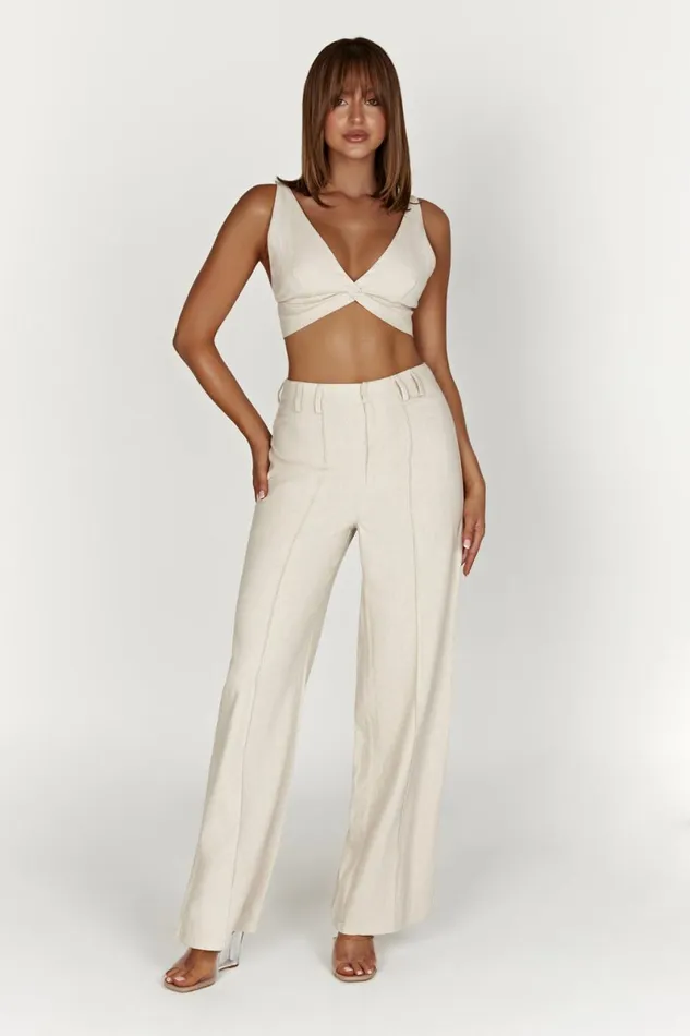 Meshki Crop Tops Kaesha Twist Linen Top 8211 Natural Natural 8211 Women