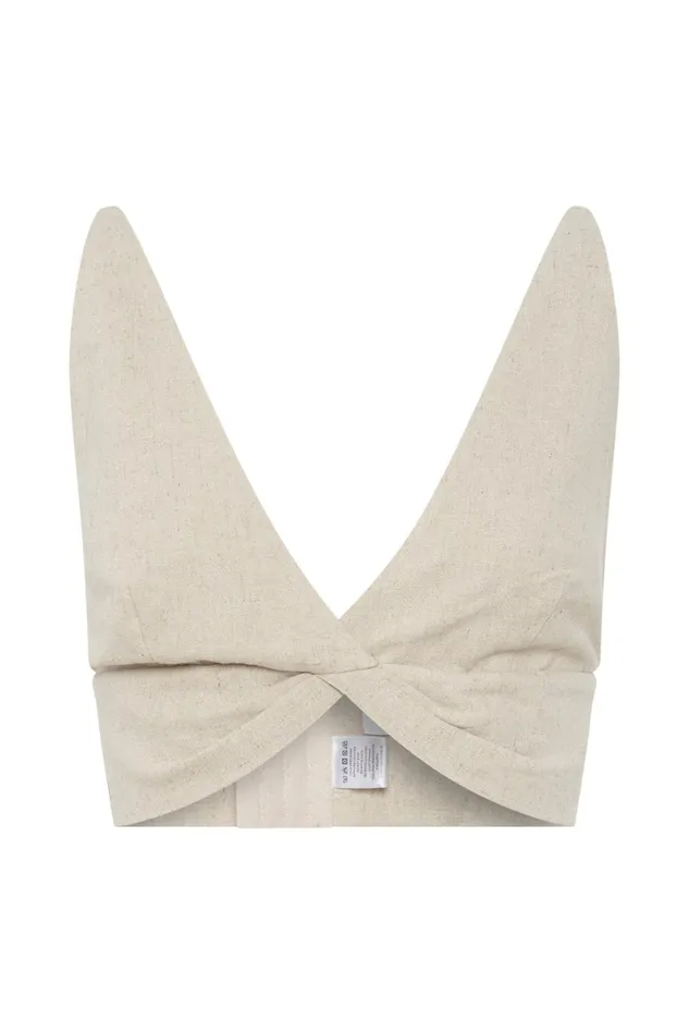 Meshki Crop Tops Kaesha Twist Linen Top 8211 Natural Natural 8211 Women