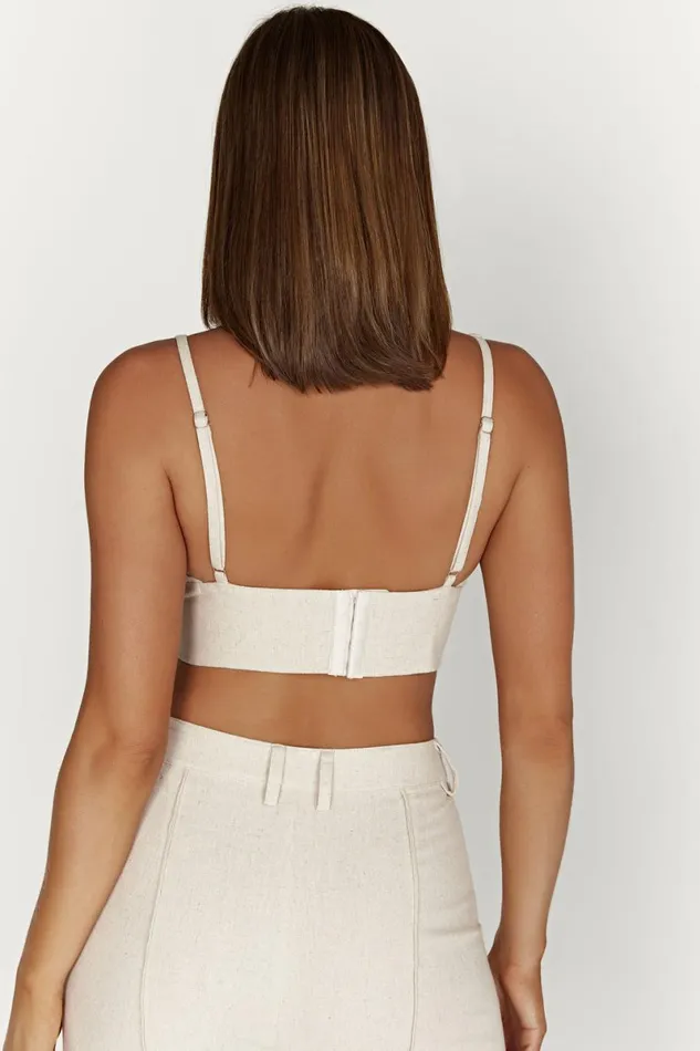 Meshki Crop Tops Kaesha Twist Linen Top 8211 Natural Natural 8211 Women