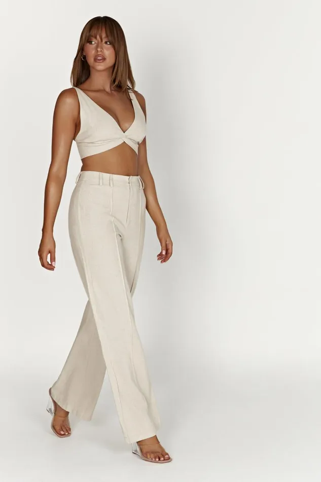 Meshki Crop Tops Kaesha Twist Linen Top 8211 Natural Natural 8211 Women