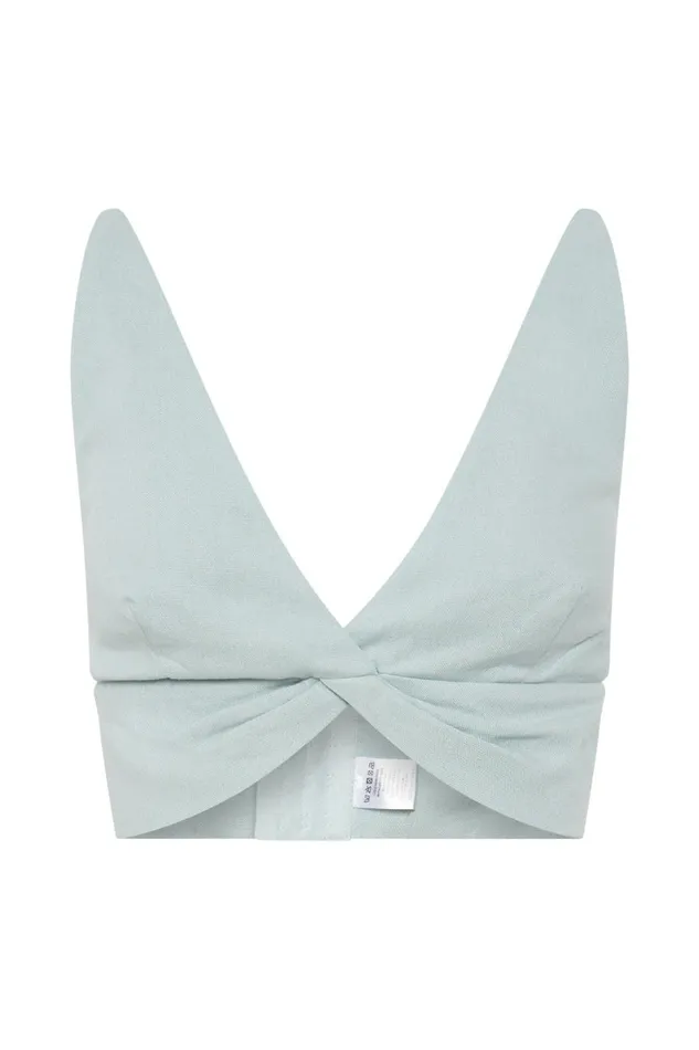 Meshki Crop Tops Kaesha Twist Linen Top 8211 Powder Blue Powderblue 8211 Women Meshki Crop Tops Kaesha Twist Linen Top 8211 Powder Blue Powderblue 8211 Women