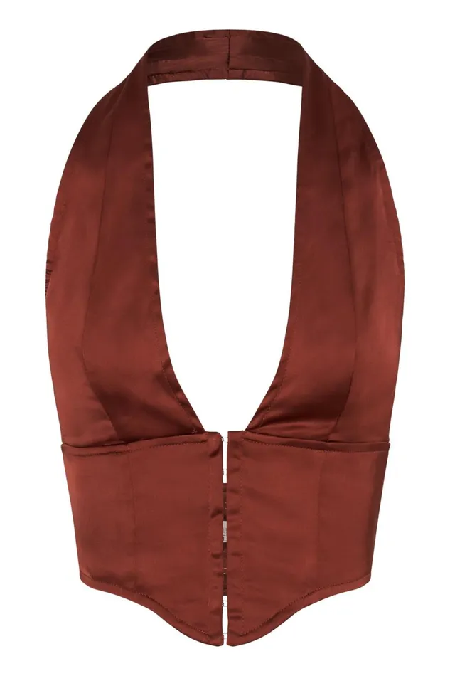 Meshki Crop Tops Mallory Satin Corset Top 8211 Cherry Chocolate Cherrychocolate 8211 Women Meshki Crop Tops Mallory Satin Corset Top 8211 Cherry Chocolate Cherrychocolate 8211 Women