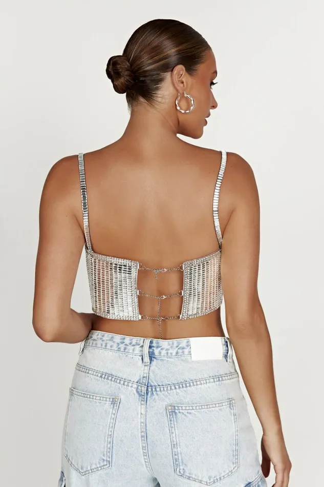 Meshki Crop Tops Miriam Mirror Crop Top 8211 Silver Silver 8211 Women