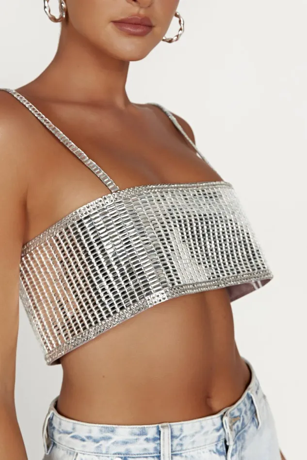 Meshki Crop Tops Miriam Mirror Crop Top 8211 Silver Silver 8211 Women