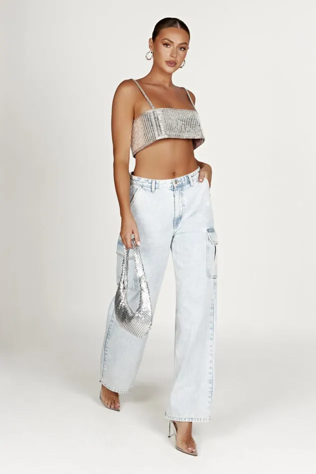 Meshki Crop Tops Miriam Mirror Crop Top 8211 Silver Silver 8211 Women