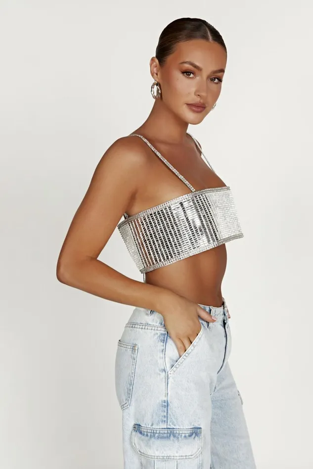 Meshki Crop Tops Miriam Mirror Crop Top 8211 Silver Silver 8211 Women
