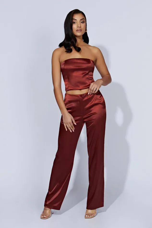 Meshki Crop Tops Monique Satin Tube Top 8211 Cherry Chocolate Cherrychocolate 8211 Women Meshki Crop Tops Monique Satin Tube Top 8211 Cherry Chocolate Cherrychocolate 8211 Women