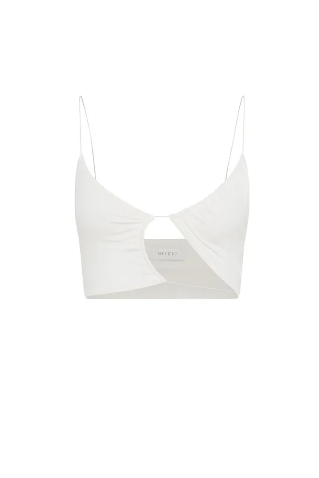 Meshki Crop Tops Montana Ruched Cut Out Crop Top 8211 White White 8211 Women Meshki Crop Tops Montana Ruched Cut Out Crop Top 8211 White White 8211 Women