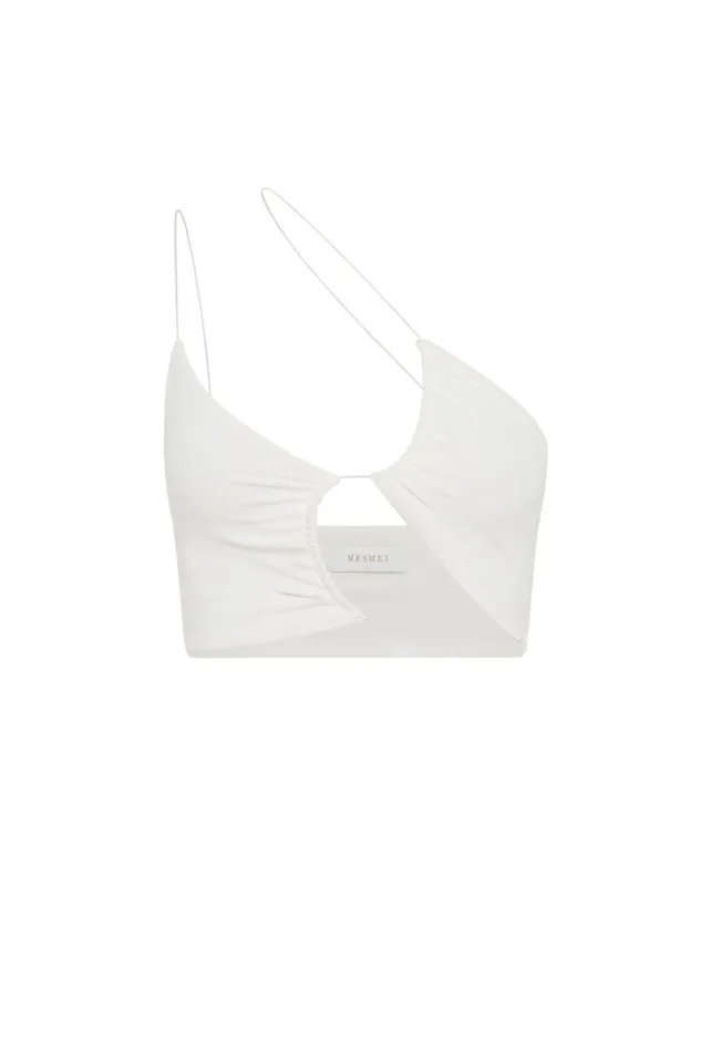 Meshki Crop Tops Montana Ruched Cut Out Crop Top 8211 White White 8211 Women Meshki Crop Tops Montana Ruched Cut Out Crop Top 8211 White White 8211 Women