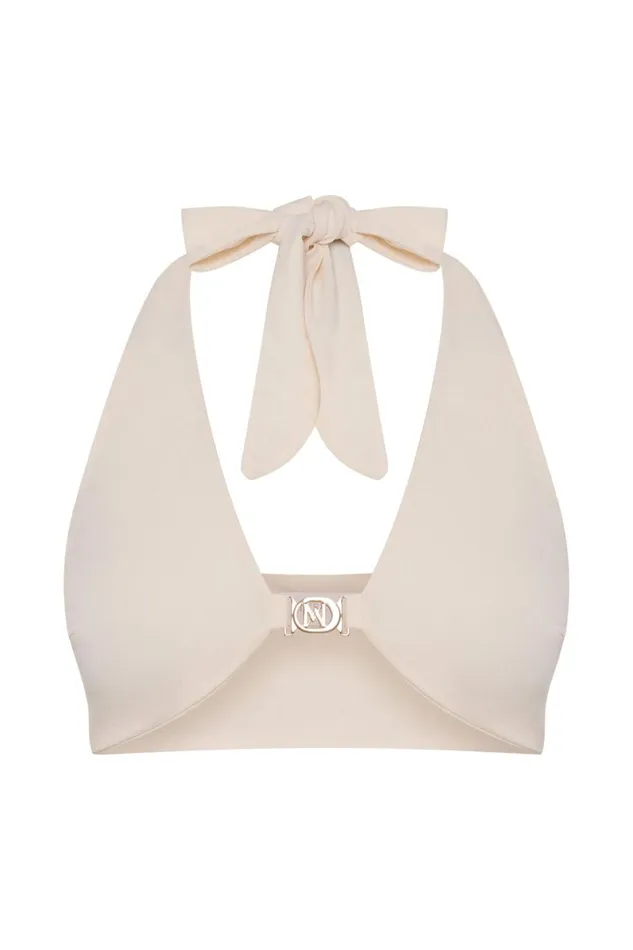 Meshki Crop Tops Nicole Halter Crop Top 8211 Bone Bone 8211 Women Meshki Crop Tops Nicole Halter Crop Top 8211 Bone Bone 8211 Women