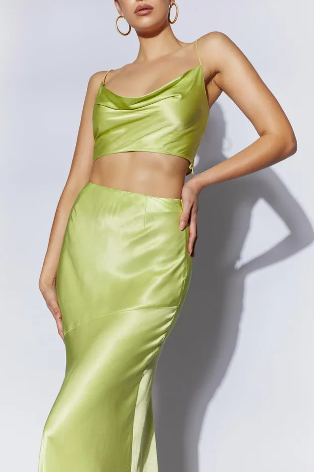 Meshki Crop Tops Poppy Satin Cowl Neck Top 8211 Pistachio Green Pistachiogreen 8211 Women Meshki Crop Tops Poppy Satin Cowl Neck Top 8211 Pistachio Green Pistachiogreen 8211 Women