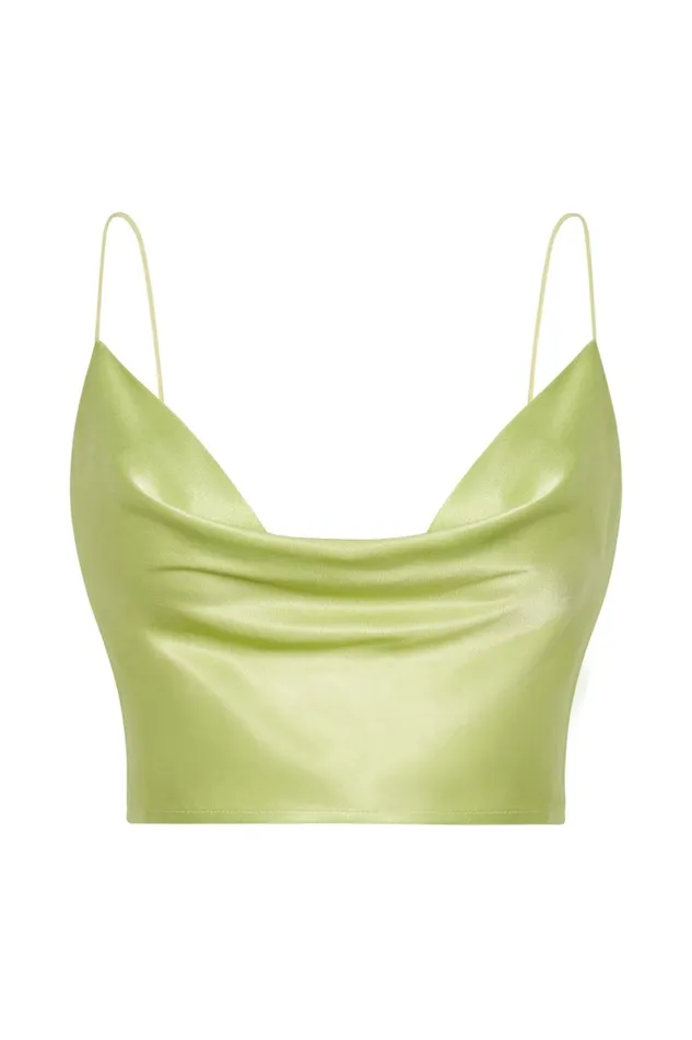 Meshki Crop Tops Poppy Satin Cowl Neck Top 8211 Pistachio Green Pistachiogreen 8211 Women Meshki Crop Tops Poppy Satin Cowl Neck Top 8211 Pistachio Green Pistachiogreen 8211 Women
