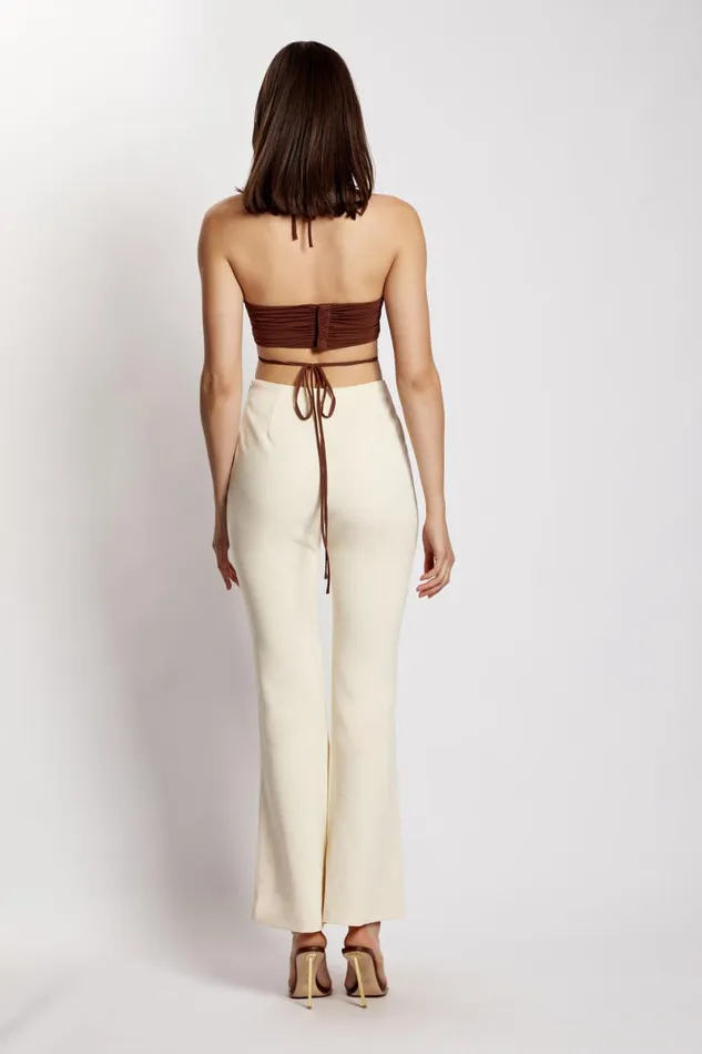 Meshki Crop Tops Sabrina Ruched Halter Crop Top 8211 Chocolate Chocolate 8211 Women Meshki Crop Tops Sabrina Ruched Halter Crop Top 8211 Chocolate Chocolate 8211 Women