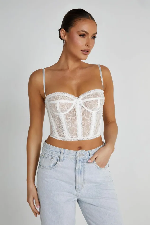 Meshki Crop Tops Sansa Lace Bustier 8211 White White 8211 Women