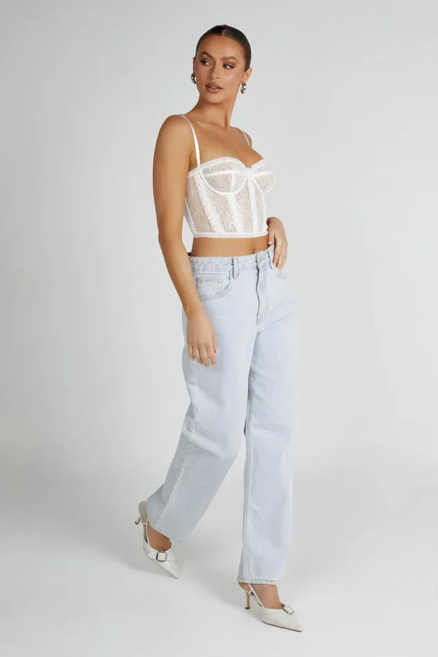 Meshki Crop Tops Sansa Lace Bustier 8211 White White 8211 Women