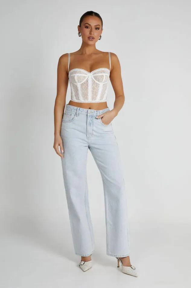 Meshki Crop Tops Sansa Lace Bustier 8211 White White 8211 Women