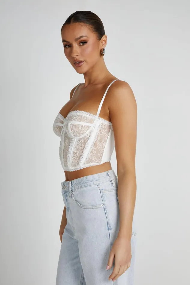 Meshki Crop Tops Sansa Lace Bustier 8211 White White 8211 Women