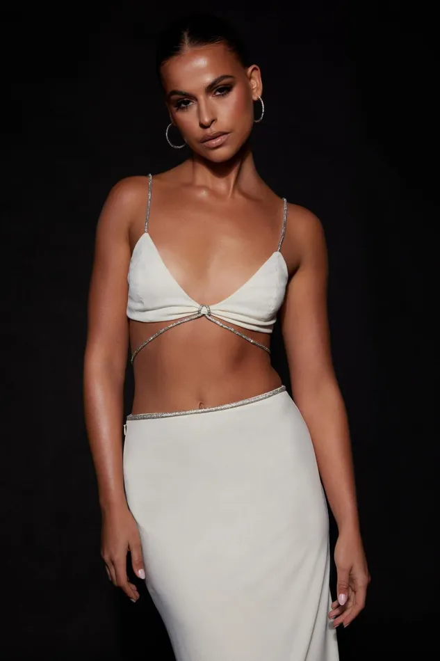 Meshki Crop Tops Sweeney Diamante Bralette Top 8211 Bone Bone 8211 Women