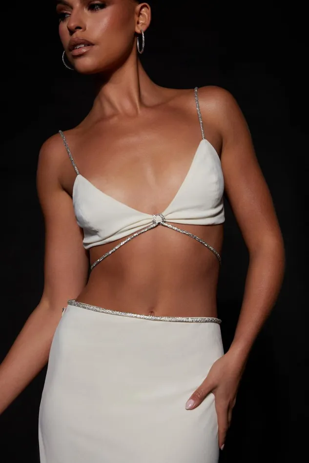 Meshki Crop Tops Sweeney Diamante Bralette Top 8211 Bone Bone 8211 Women Meshki Crop Tops Sweeney Diamante Bralette Top 8211 Bone Bone 8211 Women